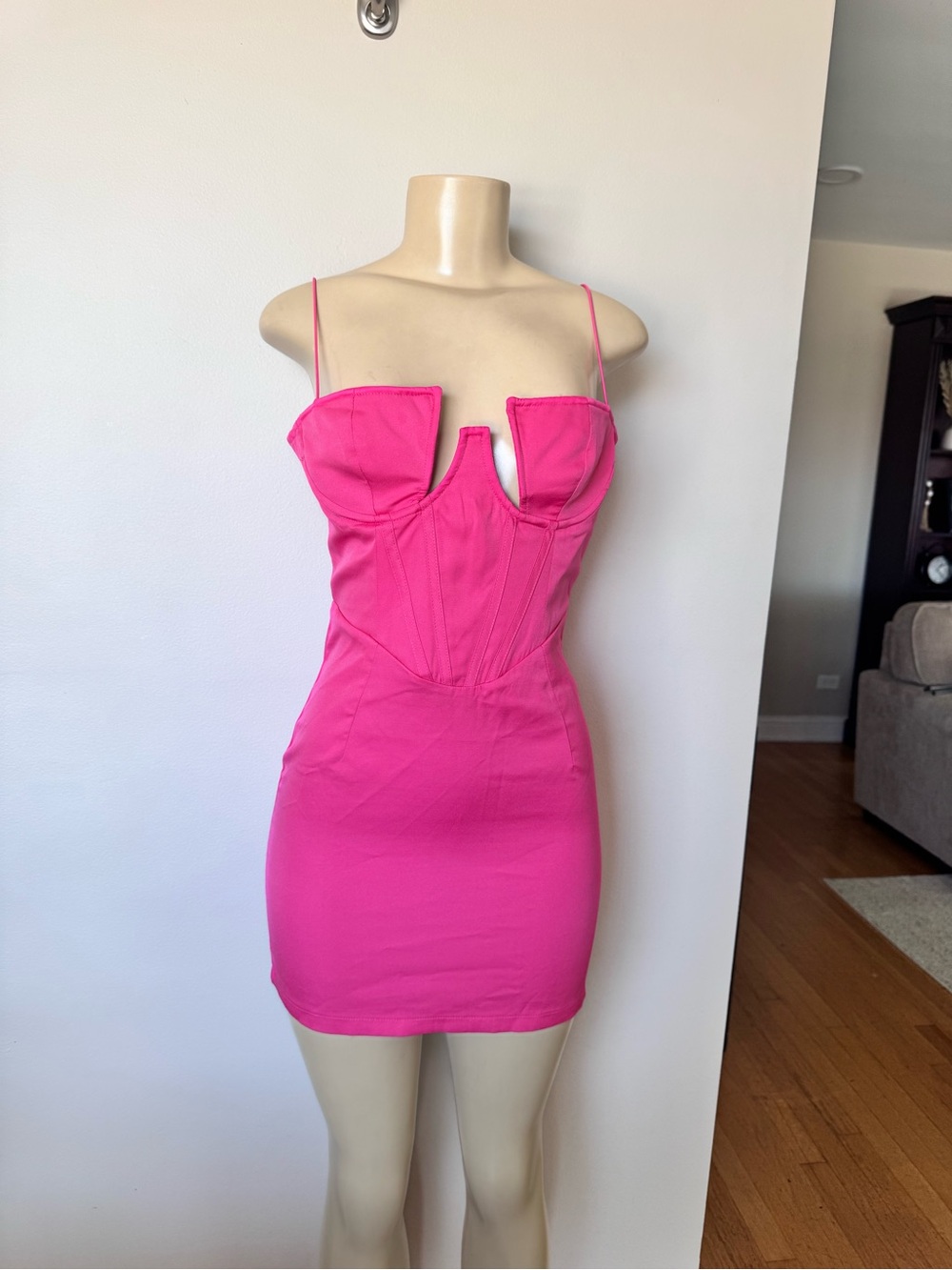 PrettyLittleThing Bright Pink Corset Mini Dress